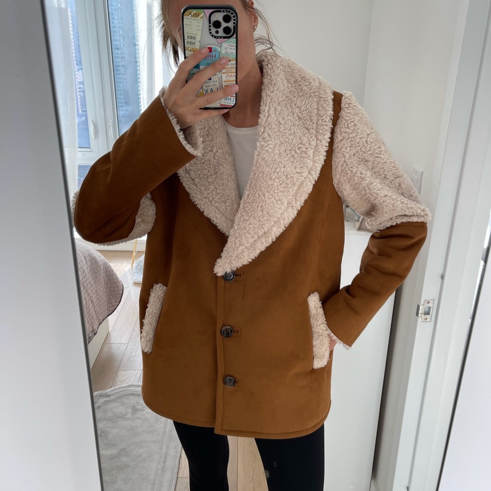 Apparis faux shearling and faux suede jacket
